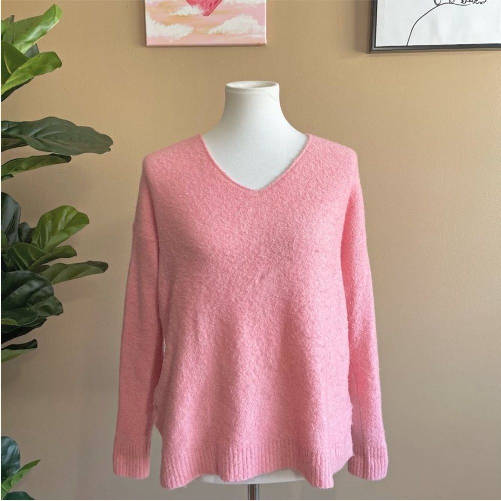 Ann Taylor LOFT Pink V-Neck Knit Sweater Size Small